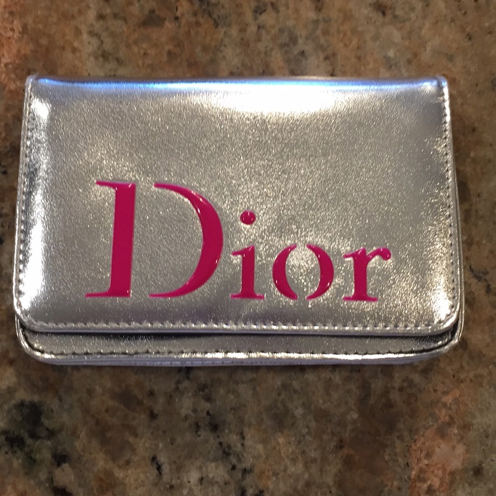 Silver Dior Cosmetic Bag